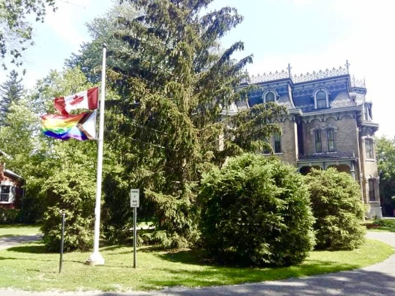 Inclusive Pride flag outside Glanmore