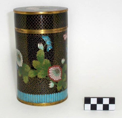 cloisonné tea caddy