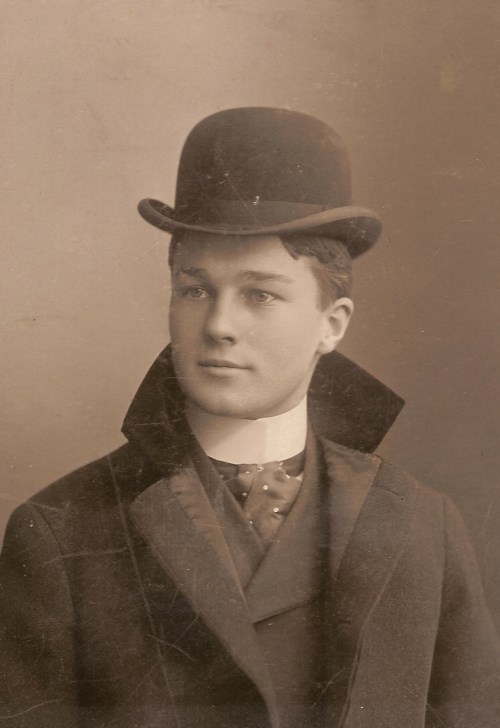 Portrait of Sandford Burrows wearing a bowler hat