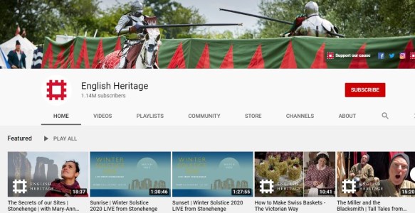 English Heritage YouTube page