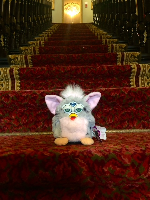 Furby on stairs