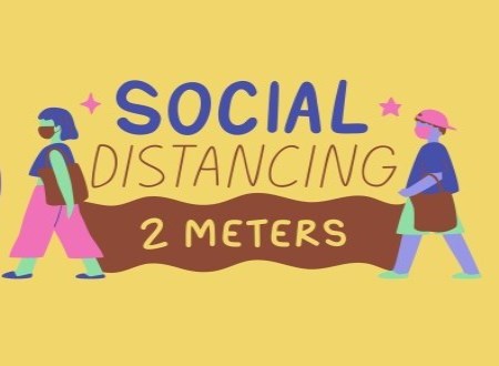 Illustration of two people social distancing two meters