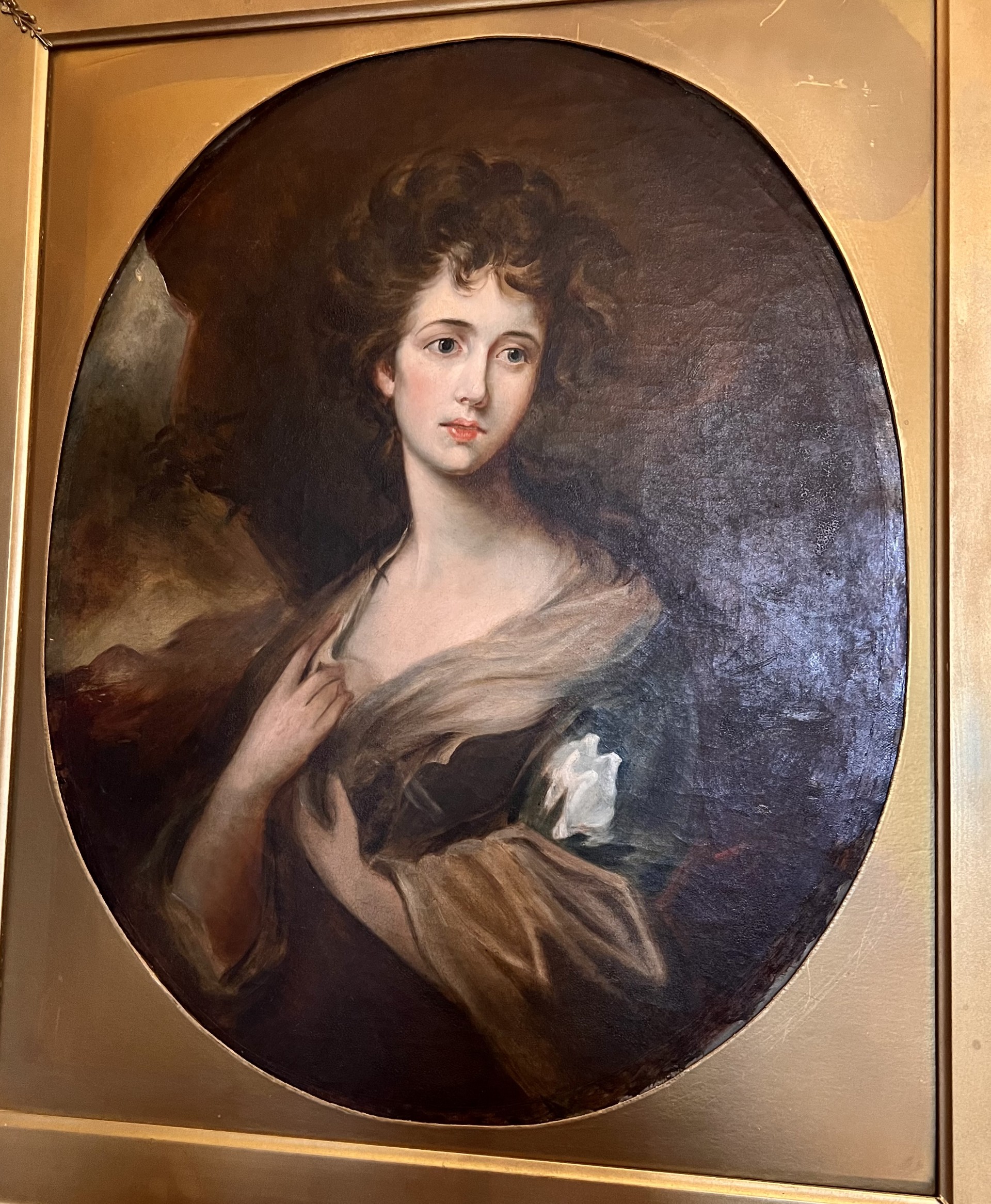 Copy painting attributed to Bertram Couldery of a young woman. The study is based from the original painting of Elizabeth and Thomas Linley by Thomas Gainsborough which is in the Collection of the Clark Institute in Williamstown,  Massachusetts, USA. 