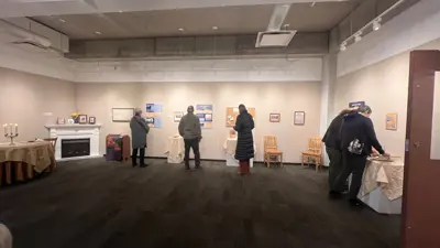 Visitors exploring the Susanna Moodie exhibit at the Parrott Gallery in Belleville